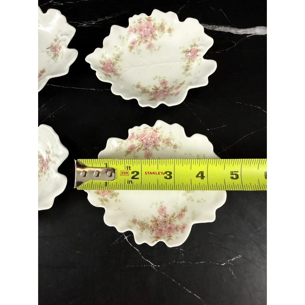 Antique Set of 4 Elite Works Limoges France Porcelain Leaf Butter Nut Dishes
